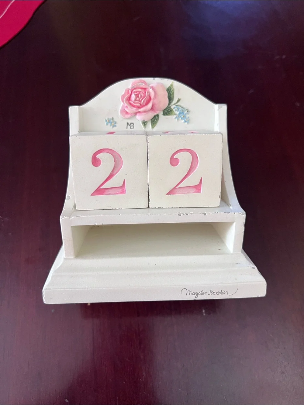 Hand-Painted Cream and Pink Floral Perpetual Calendar
